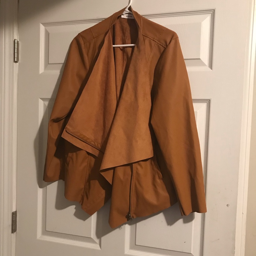 JustFab Duster Moto Jacket Waist Length